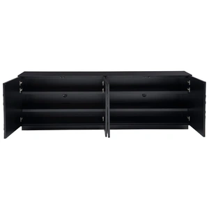 Universal Furniture Cosmo Pyrite TV Entertainment Credenza Stand w/4 Doors, Matte Black/Gold