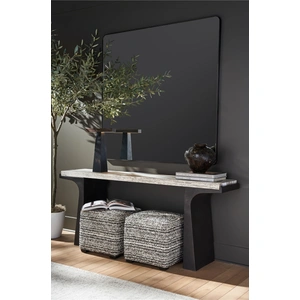 Universal Furniture Quill Stone/Aluminum Console Table, White Travertine/Dark Bronze