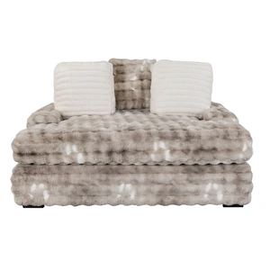 Global Furniture USA U8292 2-Piece Velvet Fabric Lounger Sofa w/USB, Light Grey
