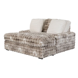 Global Furniture USA U8292 2-Piece Velvet Fabric Lounger Sofa w/USB, Light Grey
