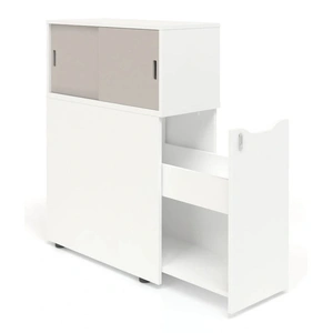NARBUTAS Boxi Office Lockable Storage Tower w/Sliding Doors Top Bookcase