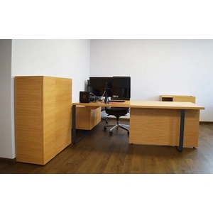 NARBUTAS Plana Wood Veneer Executive Desk w/Fixed Pedestal & Modesty Panel