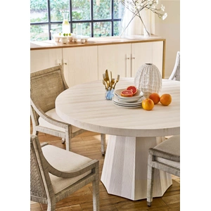 Universal Furniture Mackinaw Wood Round Dining Table, White Sand