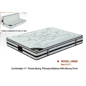 Pantek Furniture US629 11-inch Luxury Firm Pocket Spring Mattress with Butterfly Stitch Velvet Memory Foam Euro Top