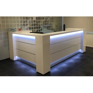 MDD Office Furniture Valde 86.9-inch x 86.9-inch Corner Reception Desk w/LED Light