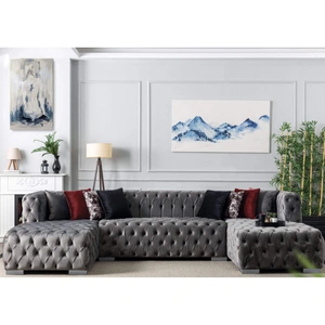 Empire Furniture, USA Valencia Tufted Velvet U-Shape Sectional Sofa