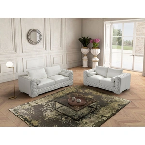 J&M Furniture The Vanity Leather Sofa Set, White