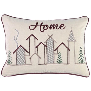 Classic Home VE Winter Town 14-inch x 20-inch Pillow, Natural (Set of 2)