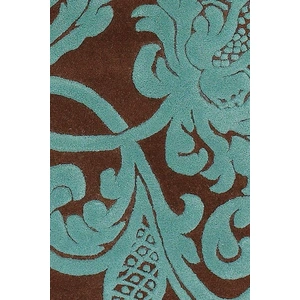 Chandra Venetian Wool Rectangular Handmade Rug, Brown/Aqua