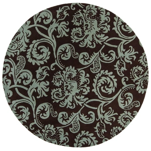 Chandra Venetian Wool Handmade Rug, 7'9-inch Round, Brown/Aqua
