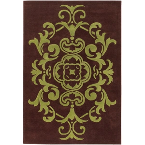 Chandra Venetian Wool Rectangular Handmade Rug, Brown/Green