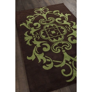 Chandra Venetian Wool Rectangular Handmade Rug, Brown/Green