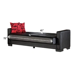 Empire Furniture, USA Vermont PU Storage Sleeper Living Room Set, Black