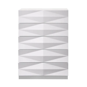J&M Furniture Verona Modern Lacquer 3D Chest, White Lacquer