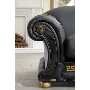 ESF Furniture Apolo Leather Living Room Set, Black
