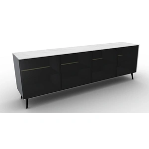 Calligaris Universal Ceramic/Wood Customizable Sideboard w/4 Glass Doors & Metal Legs