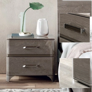 Camelgroup, Italy Maia FLAT 2-Drawer Mini Nightstand w/Milano Handles, Grey