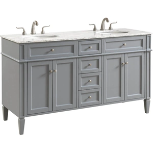 Elegant Lighting Park Avenue 60-inch Double Bathroom Vanity Set, Grey