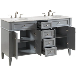 Elegant Lighting Park Avenue 60-inch Double Bathroom Vanity Set, Grey