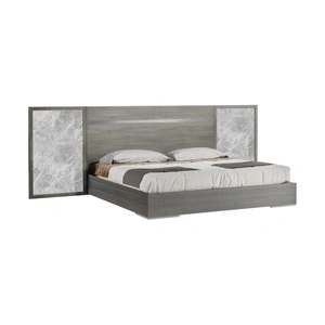 J&M Furniture Victoria Premium Wood Veneer Bed, Light Grey Oak