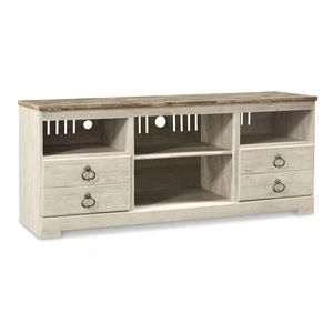 Ashley Furniture Willowton 63-inch Coastal TV Stand with Drawers - Whitewash, Whitewash