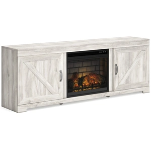 Ashley Furniture Bellaby 63-inch TV Stand with Electric Fireplace - Whitewash, Whitewash