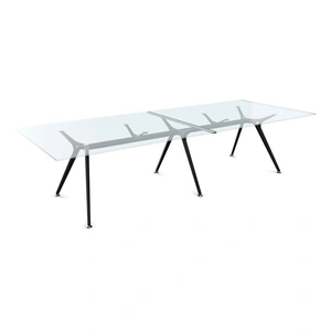Actiu Arkitek 126-inch Glass Rectangular Office Meeting Table, Frosted Glass/Black