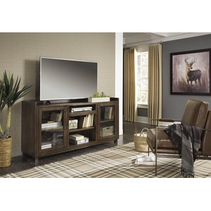 Ashley Furniture Starmore 76-inch XL Modern Industrial TV Stand - Oiled Walnut Brown, Brown