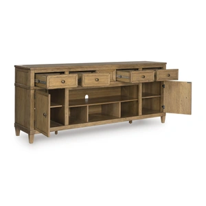 Ashley Furniture Sharlance 74-inch XL Modern Oak TV Stand - 4 Drawers & 2 Doors, Light Brown