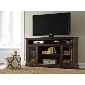 Ashley Furniture Roddinton 74-inch XL Contemporary TV Stand - Rich Dark Brown & Metal, Dark Brown