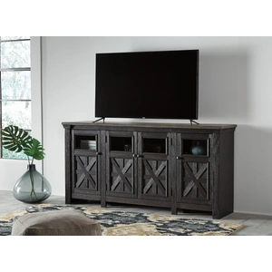Ashley Furniture Tyler Creek 74-inch XL Modern Farmhouse TV Stand - Black & Gray in Black/Gray