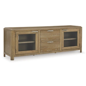 Ashley Furniture Rencott 74-inch XL Modern Oak TV Stand with Drawers - Light Brown, Light Brown
