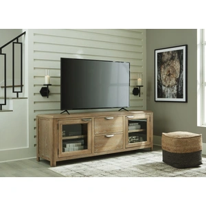 Ashley Furniture Rencott 74-inch XL Modern Oak TV Stand with Drawers - Light Brown, Light Brown