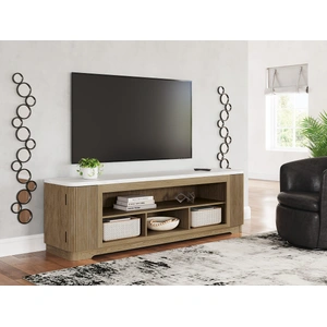 Ashley Furniture Camdill 74-inch XL Modern Oak TV Stand - Light Brown & Black, Light Brown