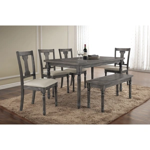 ACME Wallace Wood/Wood Veneer Dining Set, Weathered Gray