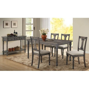 ACME Wallace Wood/Wood Veneer Dining Set, Weathered Gray