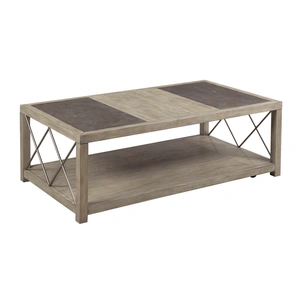 Hammary West End Rectangular Bluestone/Wood Coffee Table, Soft Greige