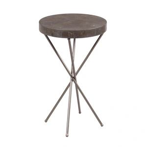 Hammary West End Round Bluestone/Metal Chairside Table, Soft Greige