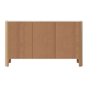 Beverly Hills Furniture Whitney Marble/Wood 3-Door Storage Buffet, Beige