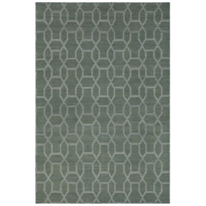 Chandra Winnie Wool Rectangular Handmade Rug, Green/Blue