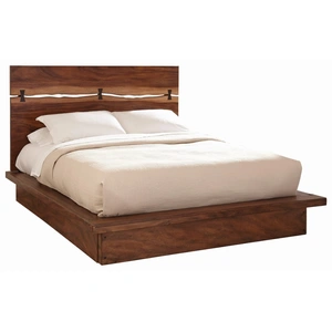 Coaster Winslow Wood Platform Bed, Smokey Walnut/Coffee Bean