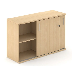 NARBUTAS Uni Melamine Office Lockable Cabinet w/2 Sliding Doors & 2 Shelves