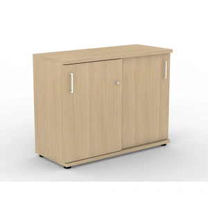 NARBUTAS Uni Melamine Office Lockable Cabinet w/2 Sliding Doors & 2 Shelves