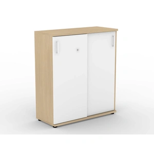 NARBUTAS Uni Melamine Office Lockable Cabinet w/2 Sliding Doors & 3 Shelves