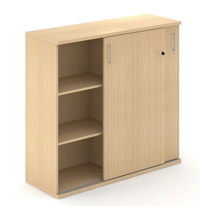 NARBUTAS Uni Melamine Office Lockable Cabinet w/2 Sliding Doors & 3 Shelves