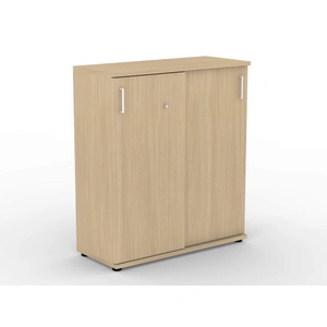 NARBUTAS Uni Melamine Office Lockable Cabinet w/2 Sliding Doors & 3 Shelves