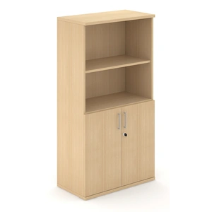 NARBUTAS Uni Melamine Office Lockable Cabinet w/2 Open Shelves & 2 Doors