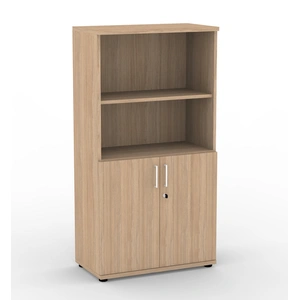 NARBUTAS Uni Melamine Office Lockable Cabinet w/2 Open Shelves & 2 Doors