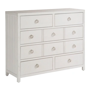 Universal Furniture Pacific Grove Wood Dresser w/10 Drawers, White Sand