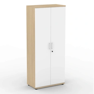 NARBUTAS Uni Melamine Office Lockable Wardrobe w/2 Doors, Shelf & Metal Pull-Out Hanging Rail